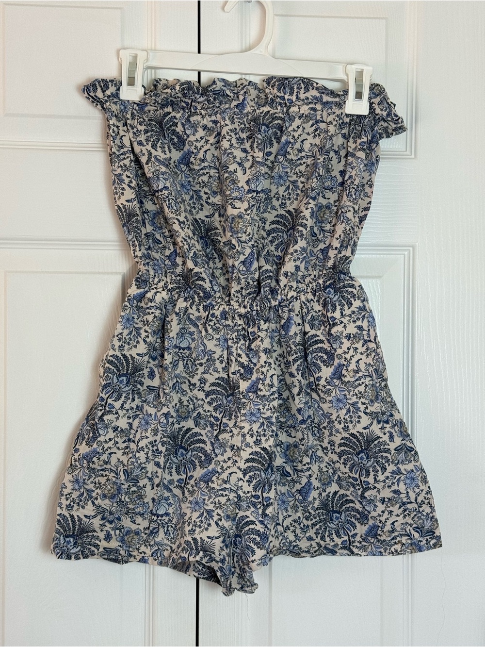 H&M Blue and White Floral Strapless Romper for Kids